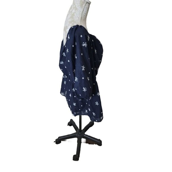 LANE BRYANT Womens top Navy Floral Off-The-Shoulder 3/4 Sleeve Peplum Blouse 18 - Picture 2 of 7